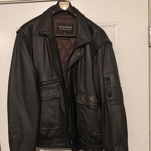 Wilsons Leather Men's Black Military Jacket